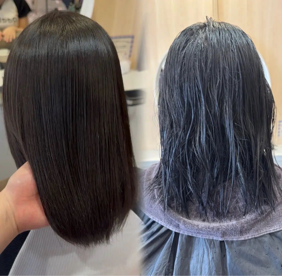 ミディアム カット 縮毛矯正 トリートメント 𝘀𝗮𝗲 ⑅*/ 艶髪/ショートボブのヘアスタイル