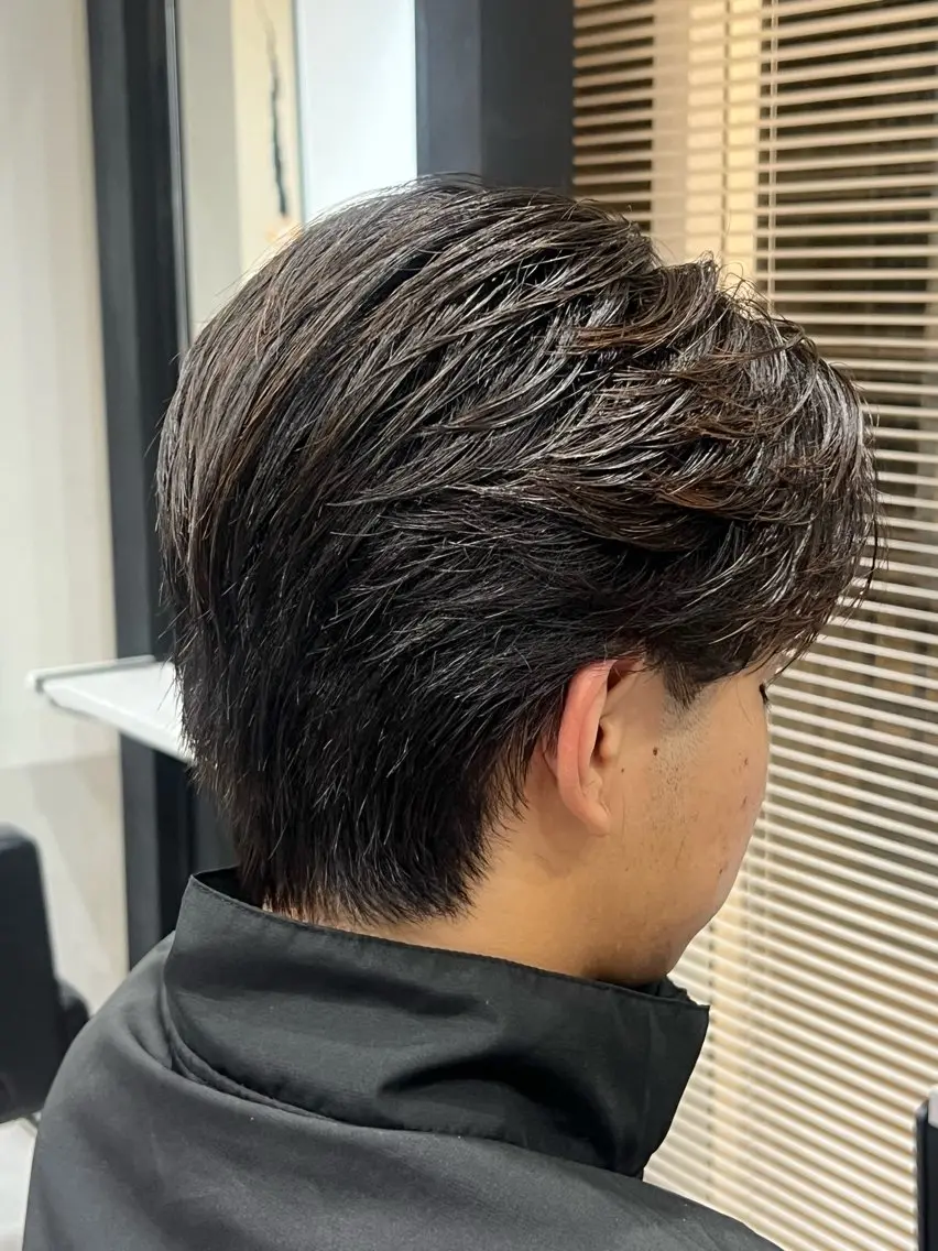 ミディアム メンズ センターパート 刈り上げ カット パーマ メンズ特化パーマ &カラー🔥小倉大和のヘアスタイル