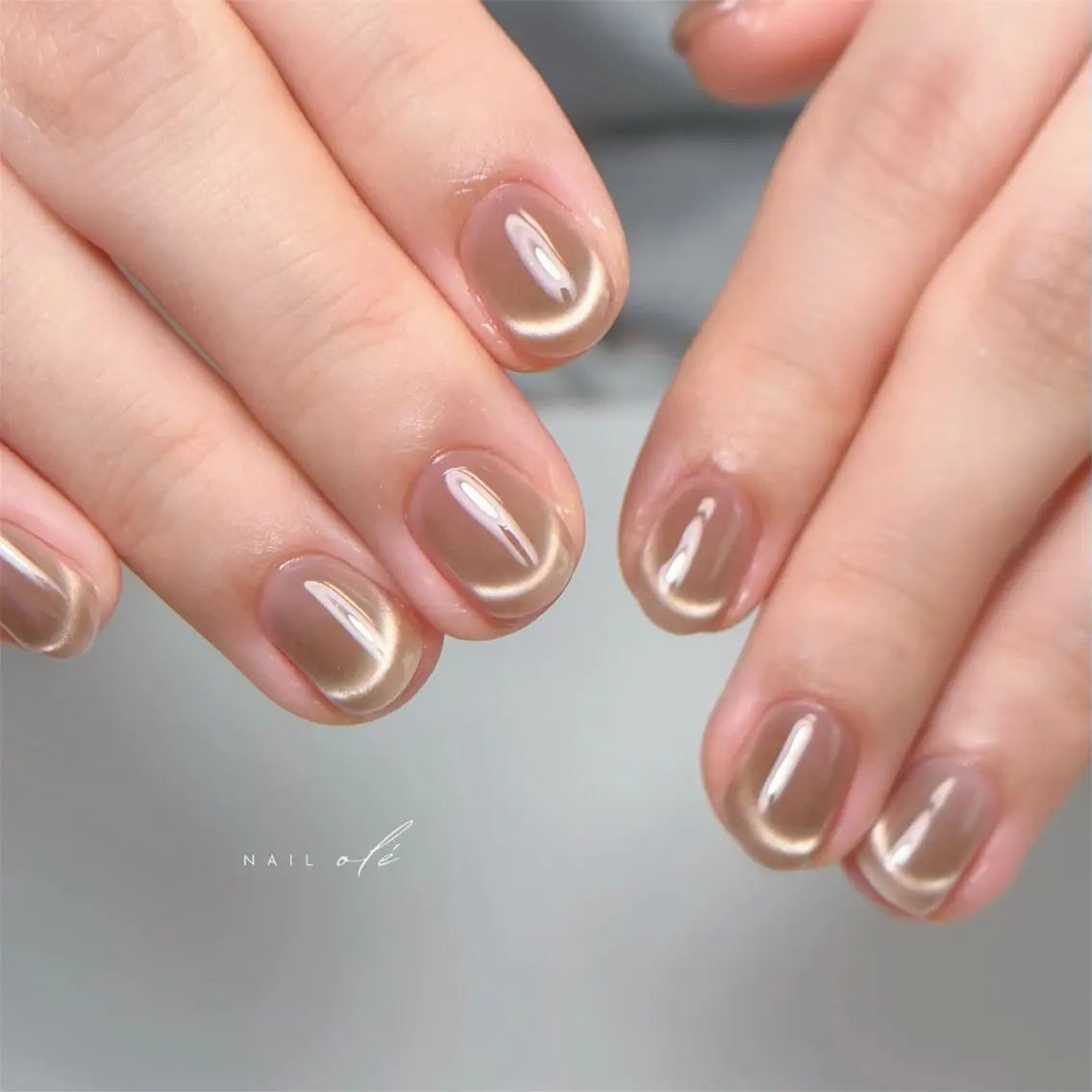 ネイル ブラウン フレンチネイル マグネットネイル オフィスネイル ハンドネイル NAIL oleのネイルデザイン