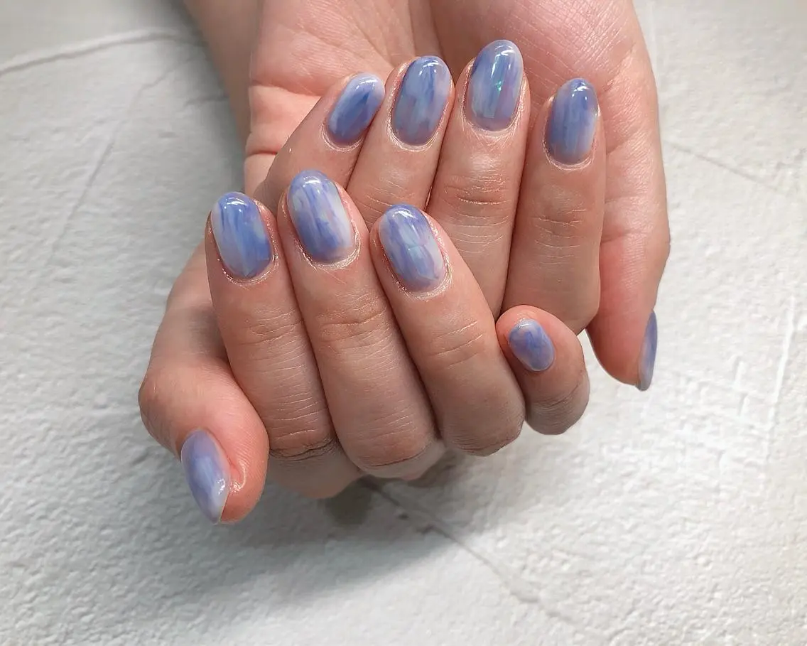 ネイル オーロラネイル ブルー ハンドネイル saki_ nail heronのネイルデザイン