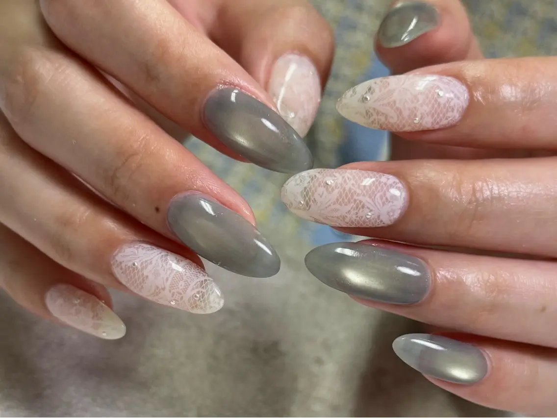 ネイル レース ハンドネイル Nail salon Genieのネイルデザイン