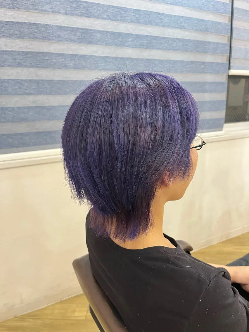 ショート カラー ブルーカラー ブルーパープル パープルカラー ヘアカラー 似合わせ/ブリーチ/ 髪質改善/ミクෆ‪のヘアスタイル