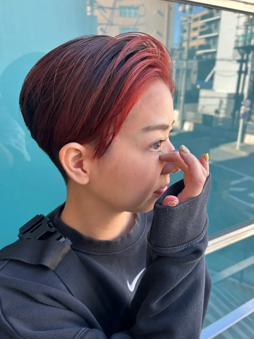 ショート カラー パーマ ヘアアレンジ 久木原 ゆりのヘアスタイル