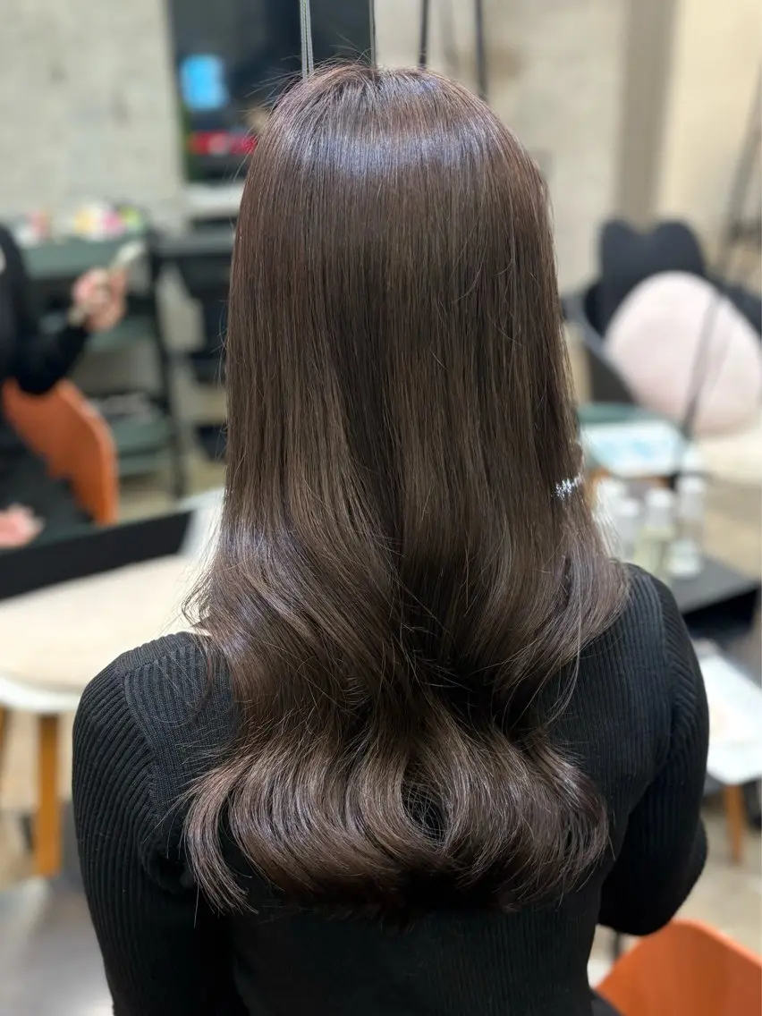 セミロング ヘアカラー 透明感カラー/赤み消 しカラー/もものヘアスタイル