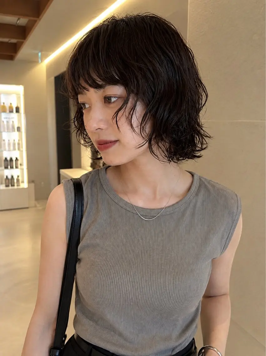 ミディアム パーマ カット パーマ トリートメント kakeru/ボブ レイヤー・パーマのヘアスタイル