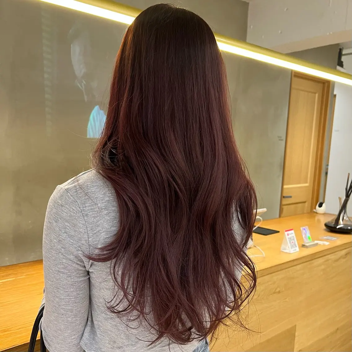 ロング カラー 透明感カラー ピンクカラー カット ヘアカラー トリートメント レイヤー/縮毛矯正/ 暖色/mao🎀のヘアスタイル