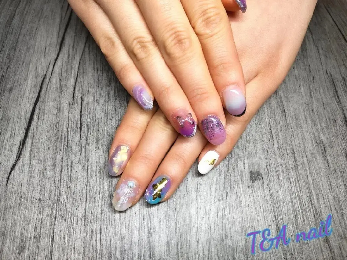 ミディアム ネイル ジェルネイル ニュアンスネイル スカルプネイル T&A nailのネイルデザイン