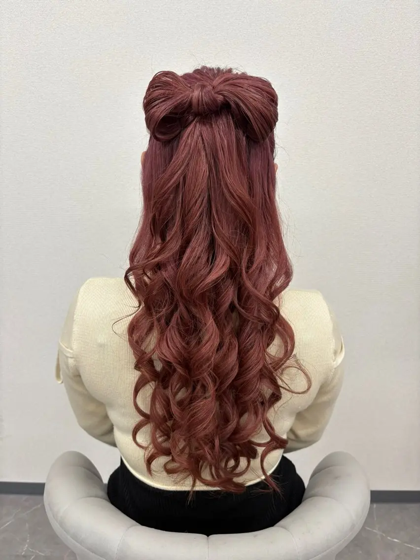 🎀【リボンアレンジヘアセット】🎀髪の毛で作るリボンヘアセット✨️推し活にもかわいいです✨️の写真