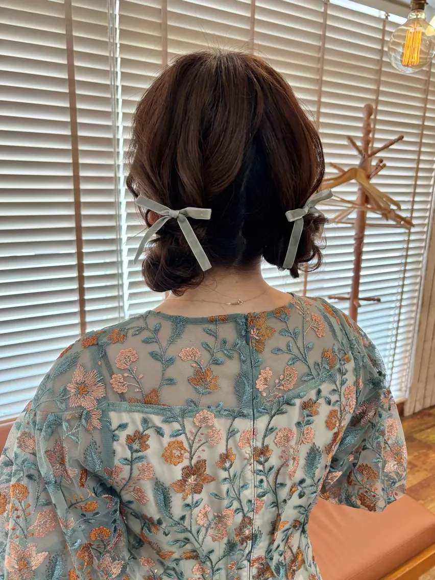 セミロング ヘアアレンジ お団子ヘア ヘアセット miku ヘアセット/着付けのヘアスタイル