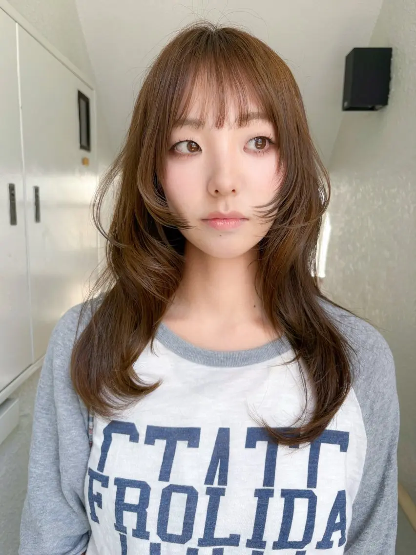 セミロング カラー カット ヘアカラー レイヤーカット🍏 オリーブ/ののかのヘアスタイル