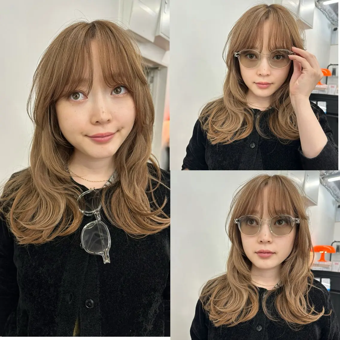 セミロング カラー 顔まわりレイヤー× 韓国ヘアオタベシンヤのヘアスタイル