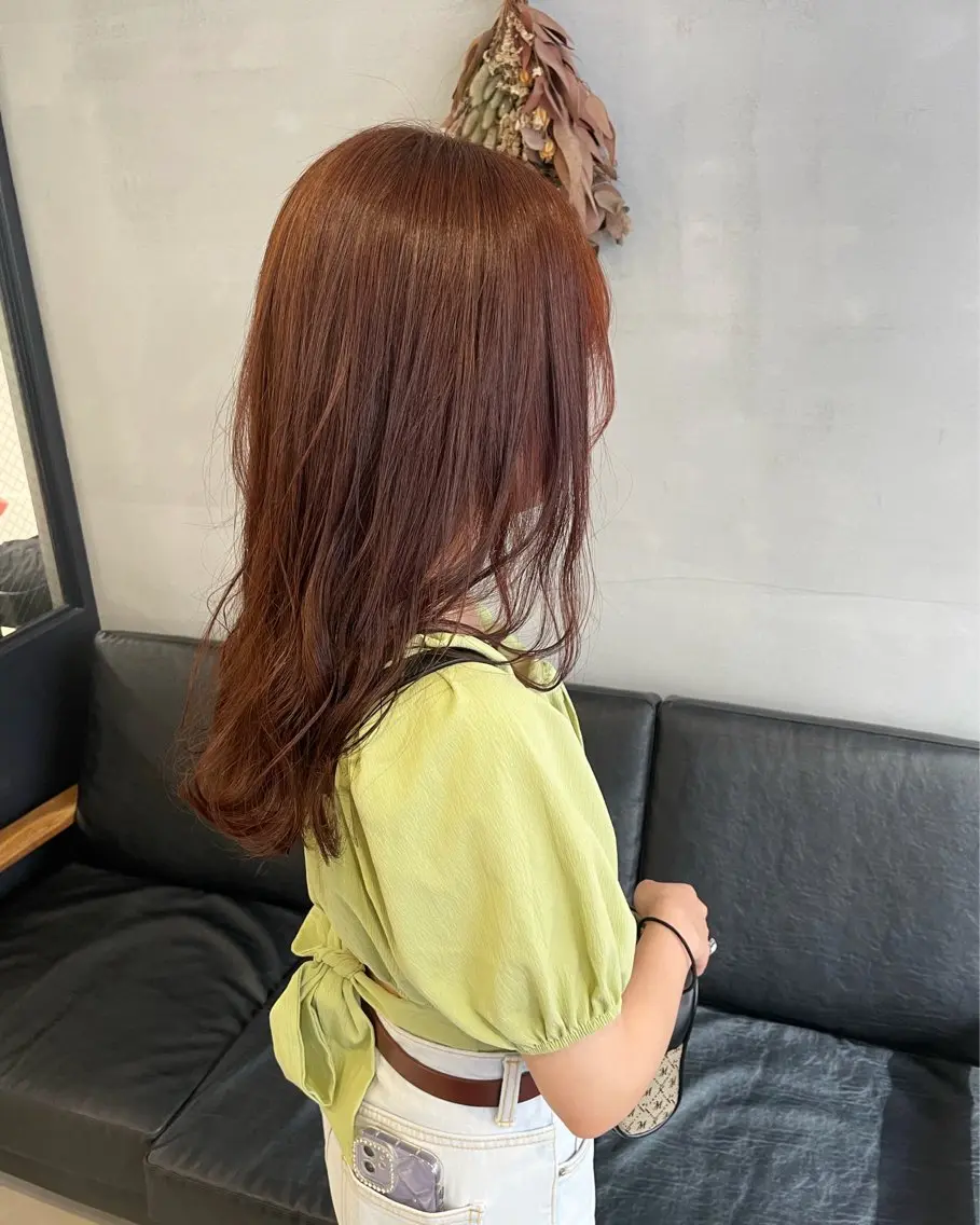 セミロング カラー 暖色カラー🍊 ボブ🌿顔周りcutのヘアスタイル