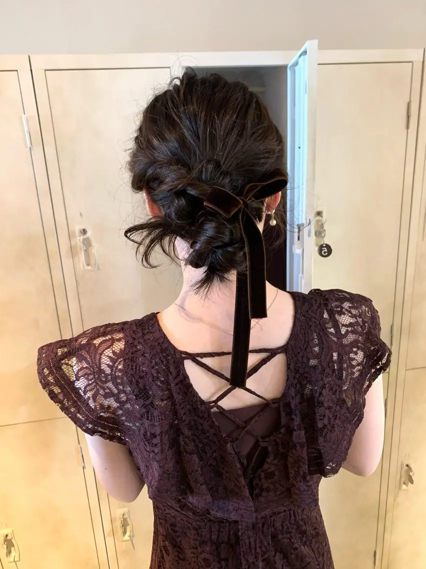 セミロング ヘアアレンジ ヘアセット ブリーチ/アレンジ 天満/chihiroのヘアスタイル