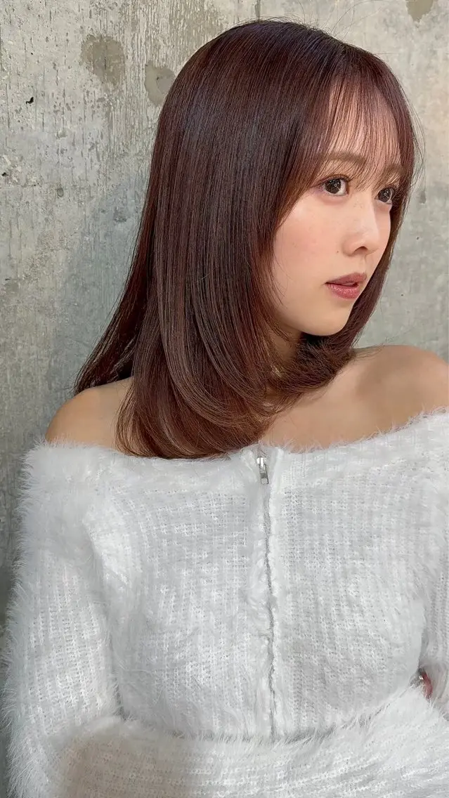 ミディアム カット ヘアカラー トリートメント 髪質改善/縮毛矯正 /レイヤー/宮崎直弥のヘアスタイル