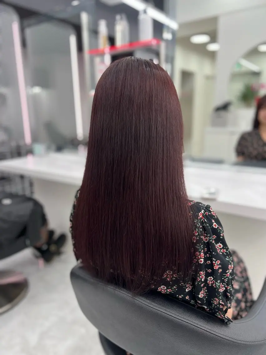 セミロング カラー 💖似合わせカラー レイヤー💖縮毛矯正のヘアスタイル
