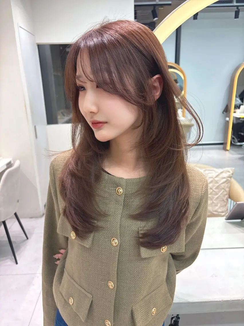 ロング カット ヘアカラー トリートメント 顔周り🇰🇷韓国 レイヤー/モエのヘアスタイル