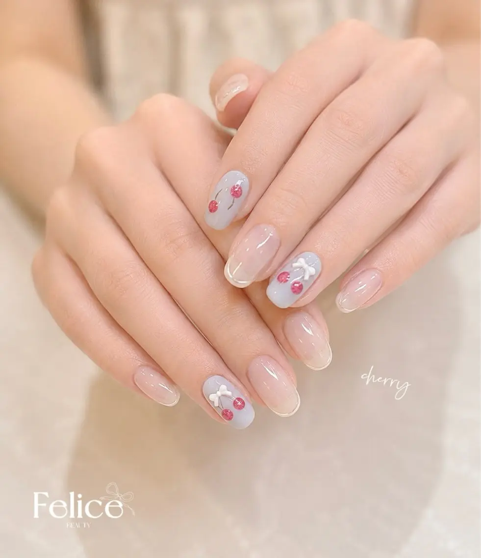 ネイル 水色 マグネットネイル 夏ネイル ワンホンネイル ハンドネイル MIREI Felice大宮西口のネイルデザイン