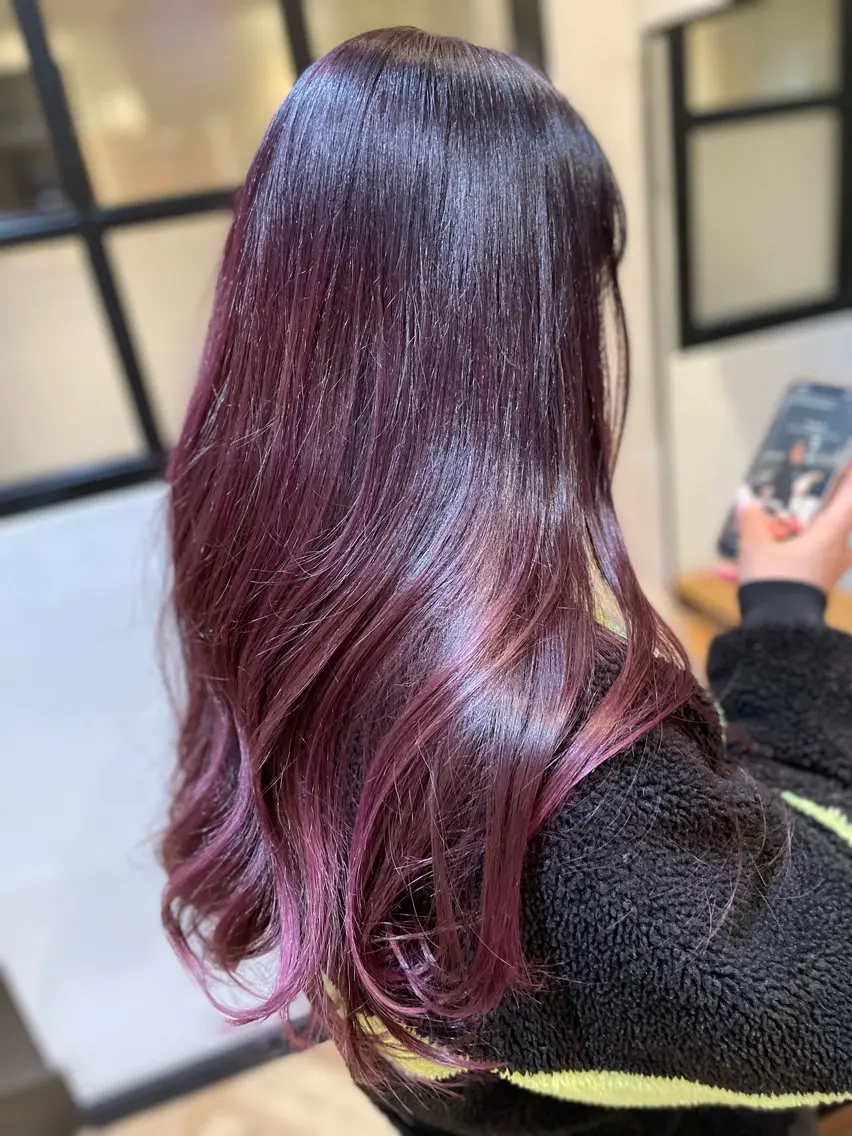 ロング カラー ブリーチ ブルーカラー ダブルカラー ブリーチなしカラー 望恵🌸韓国🇰🇷 艶髪スタイルのヘアスタイル
