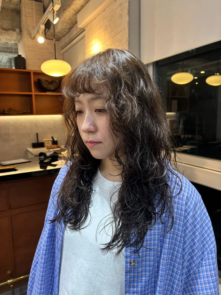 ロング カラー パーマ カット パーマ 柳坪 まなのヘアスタイル