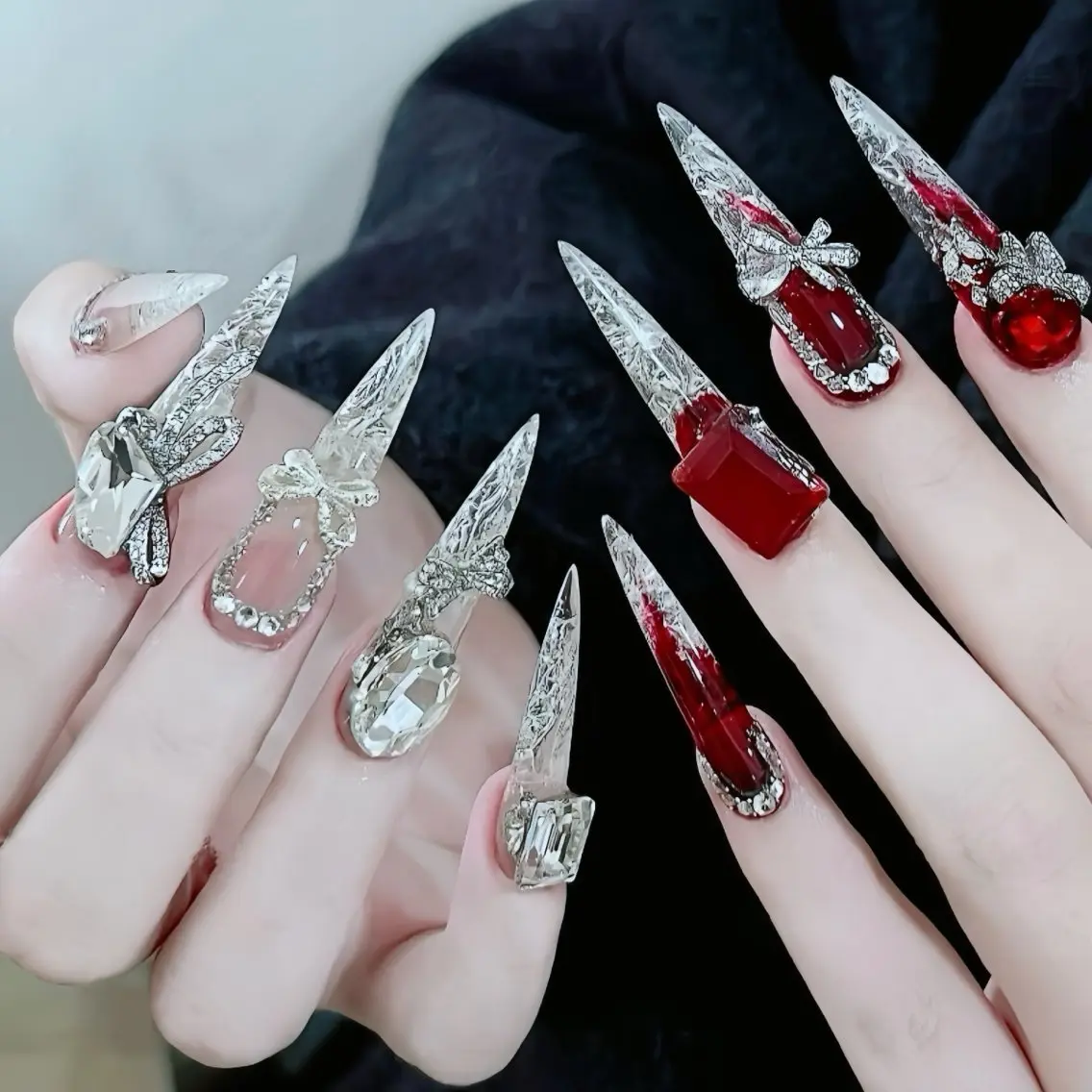 ネイル チークネイル フレンチネイル ガラスフレンチ グラデーション キラキラネイル ハンドネイル Rin Nail 新大久保店のネイルデザイン