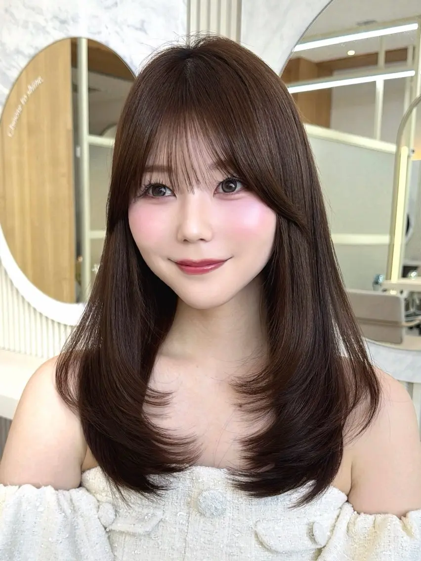 セミロング カット ヘアカラー トリートメント 顔周り/レイヤー/ 前髪/TAKUのヘアスタイル