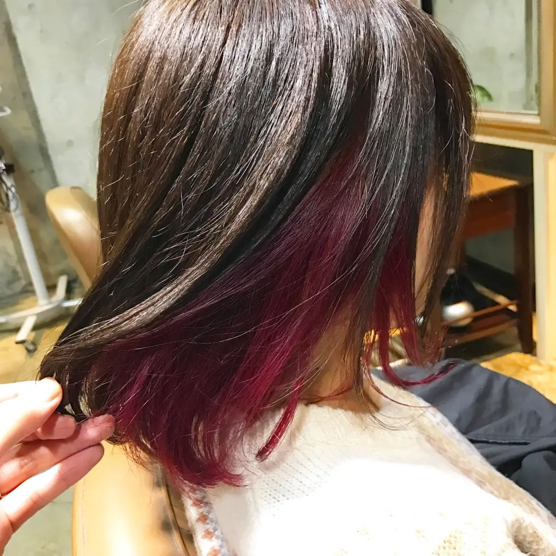 ショート カラー ブリーチ レッドカラー サロンドミルク 渋谷高比良のヘアスタイル