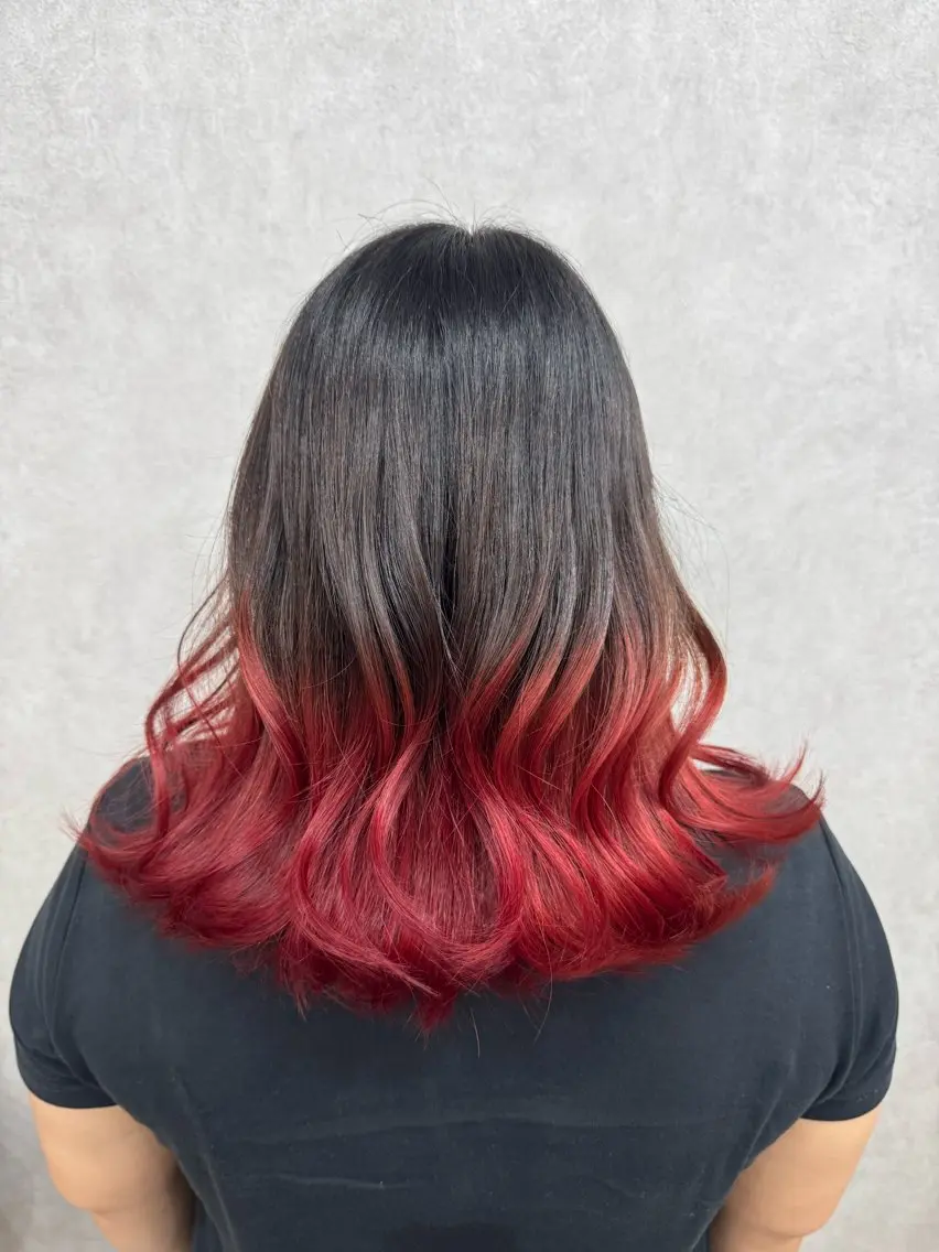 セミロング カラー グラデーションカラー 🍎暖色カラーで大人 可愛く🍒齋藤すみれのヘアスタイル