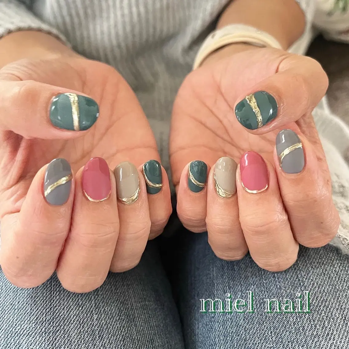ネイル マットネイル ミラーネイル 冬ネイル ハンドネイル miel nailのネイルデザイン