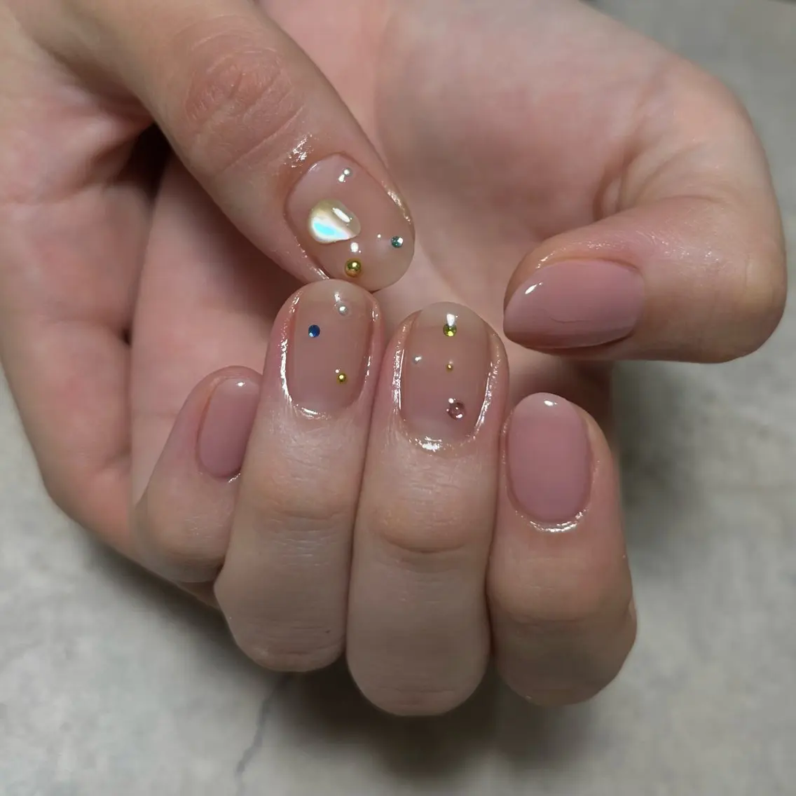 ネイル グリーン ハンドネイル vegh. nail/阿波座のネイルデザイン