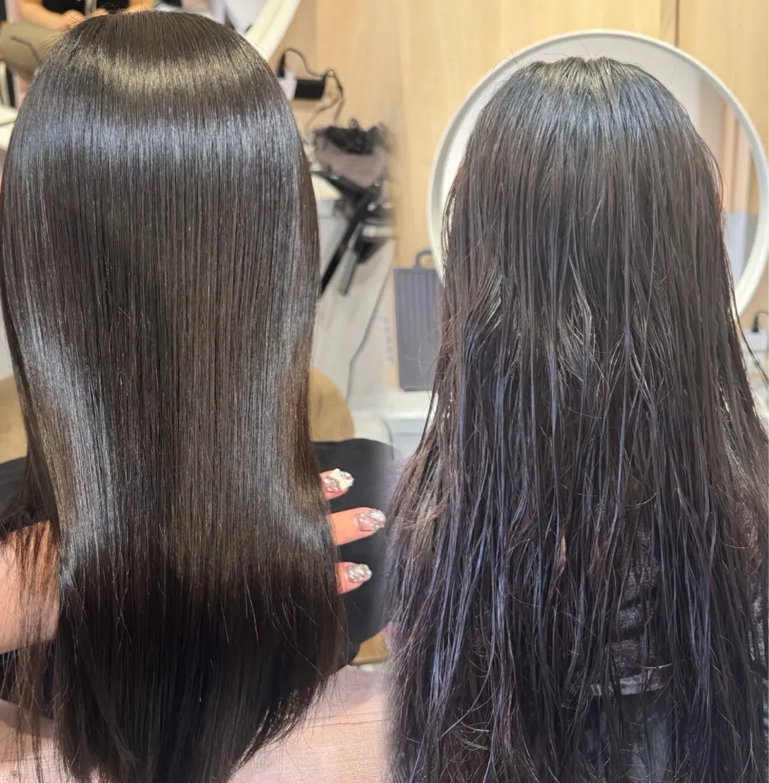 ロング カラー グレージュ オリーブグレージュ オリーブグレー 縮毛矯正 カット ヘアカラー 縮毛矯正 トリートメント 𝘀𝗮𝗲 ⑅*/ 艶髪/ショートボブのヘアスタイル