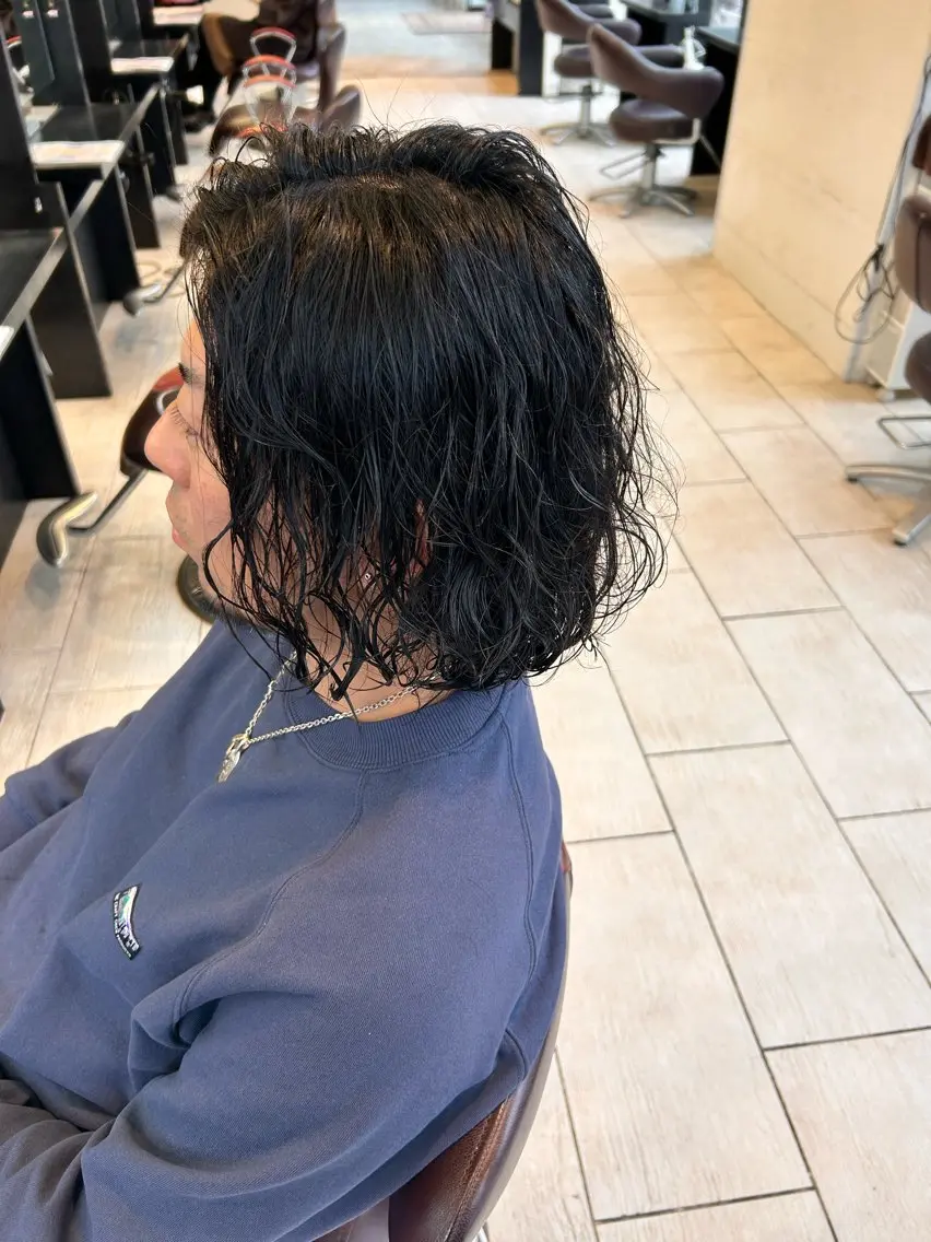 ミディアム パーマ メンズ ri kuのヘアスタイル