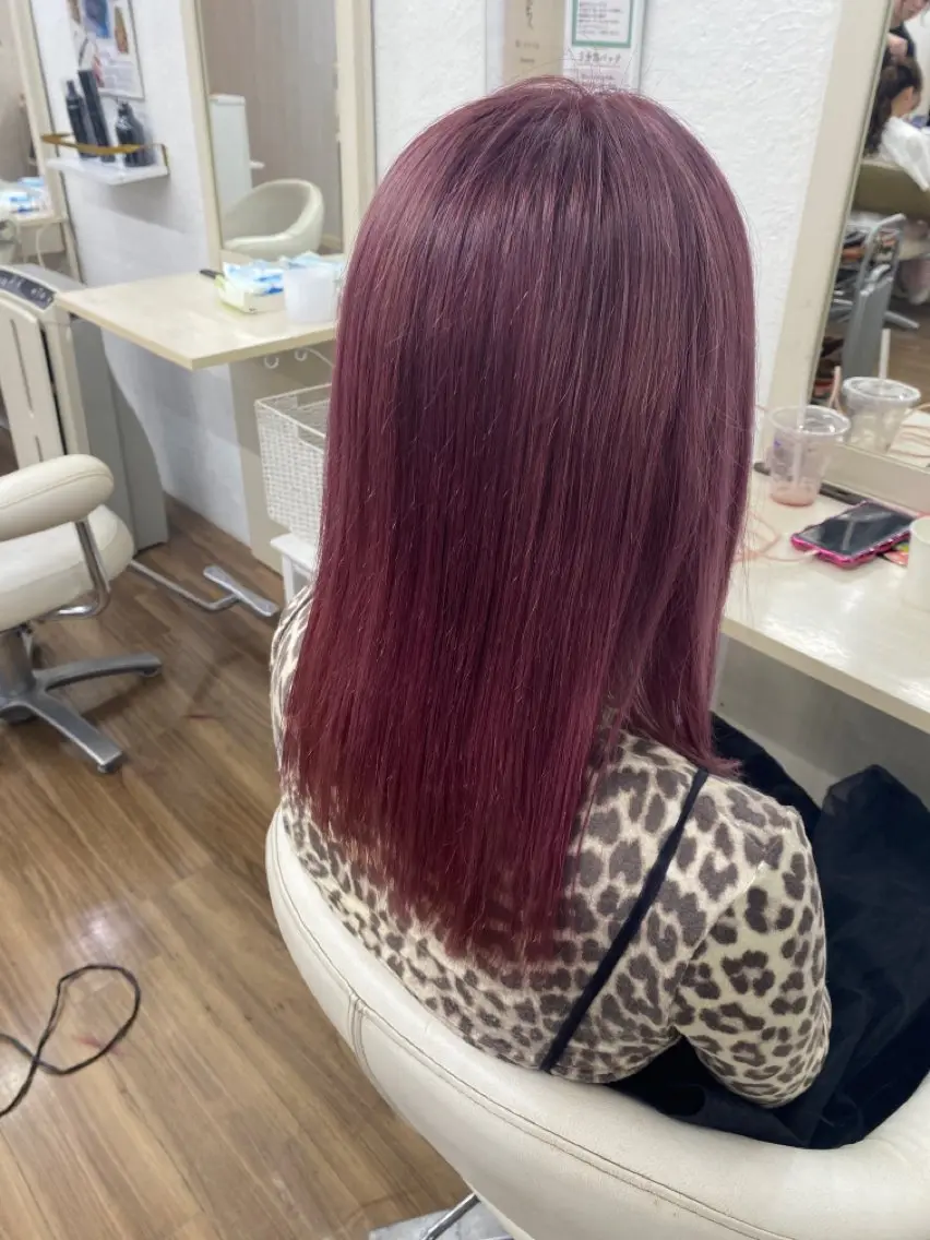 ミディアム カラー ラベンダーカラー ラベンダーピンク ピンクカラー ヘアカラー トリートメント GLOSS 心斎橋 山上のヘアスタイル