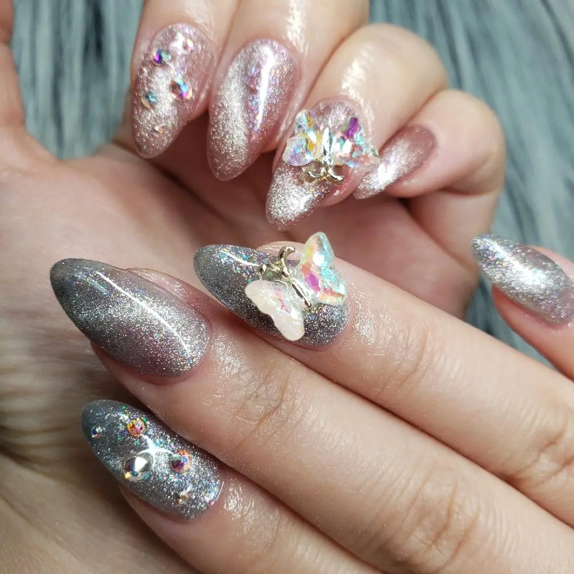 ネイル ブルー ジェルネイル ピンク Nail salon Coco【溝の口駅】のネイルデザイン