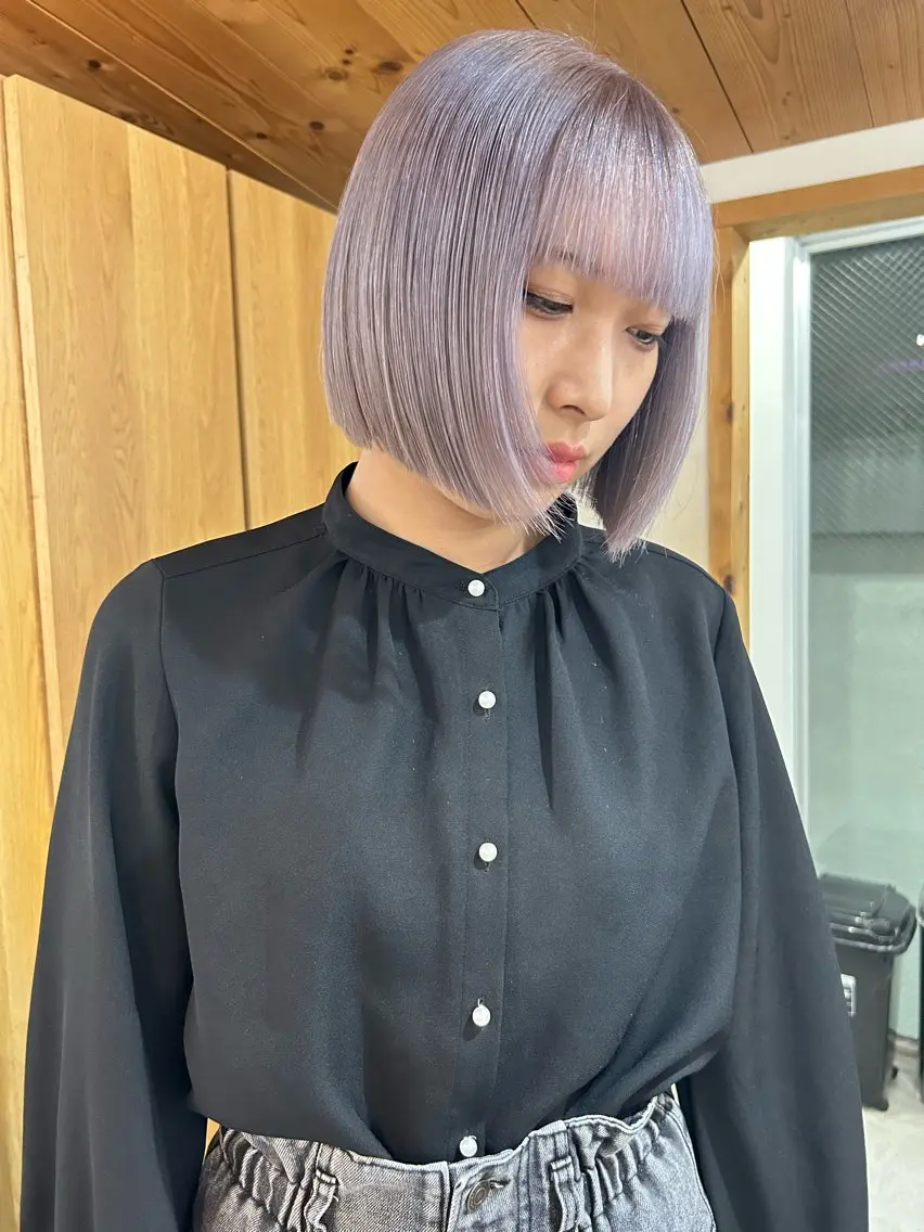 ショート カラー メンズ ラベンダーカラー カット ヘアカラー トリートメント 🧸艶々韓国ヘア 🧁mizunaのヘアスタイル