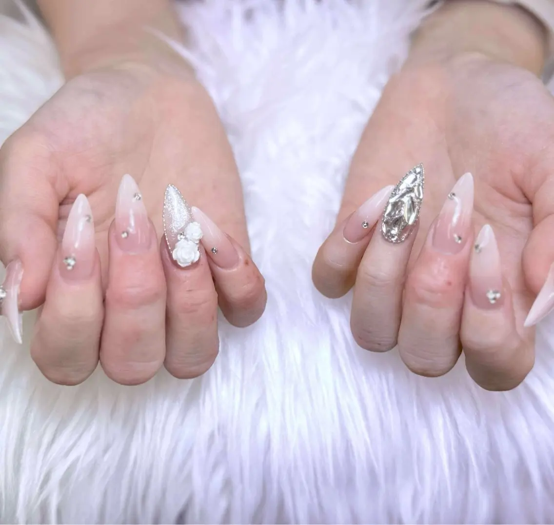 ネイル チークネイル 長さ出し フットネイル マグネットネイル 持ち込み ハンドネイル ANH NAIL ゴテゴテ専門店💎のネイルデザイン