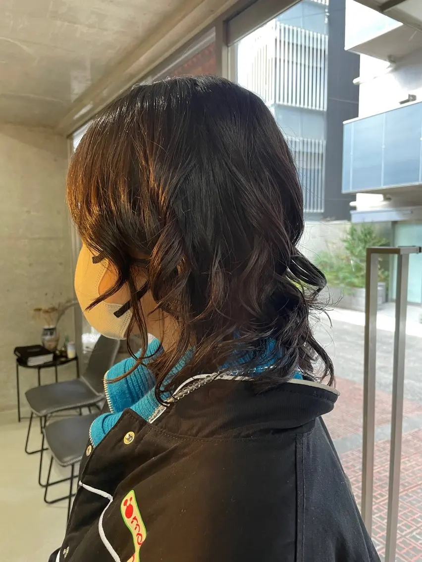 ミディアム カラー パーマ カット 表参道🌿赤み消し カラー/チナツのヘアスタイル