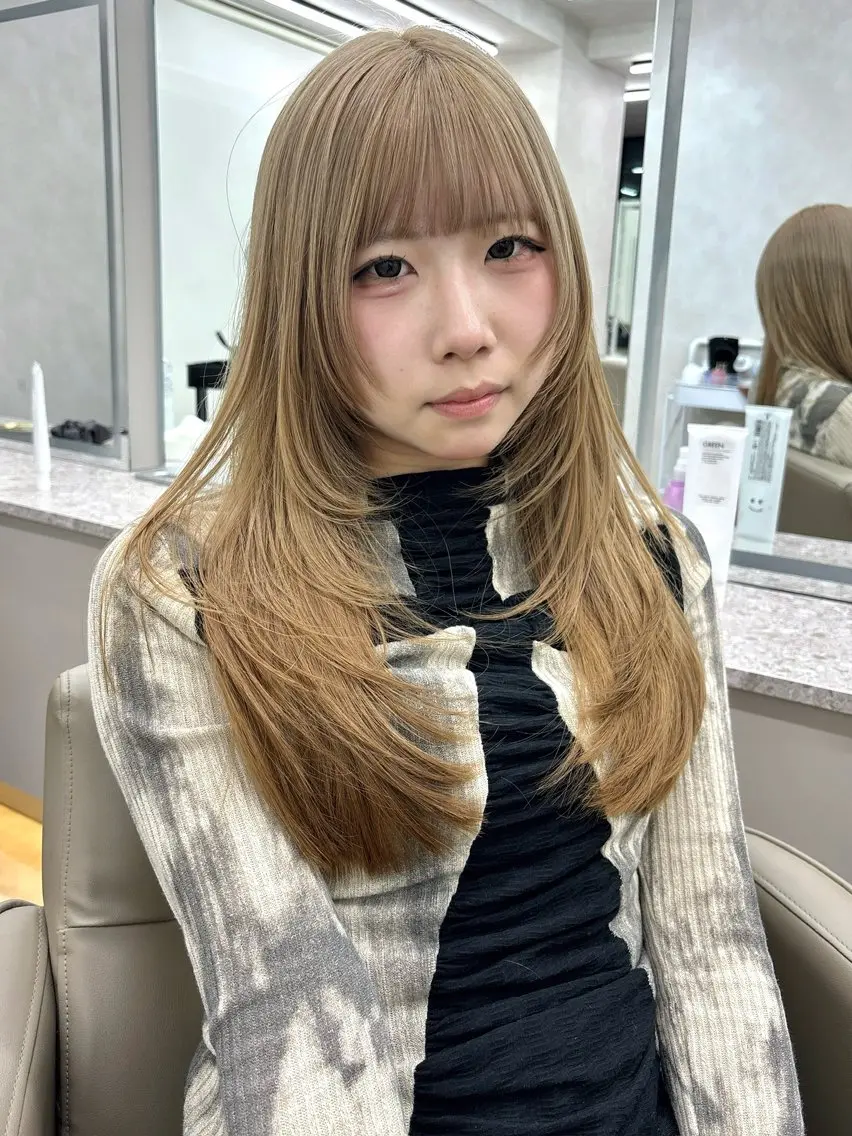 ロング カット ヘアカラー トリートメント モテレイヤー💖 ブリーチ/akariのヘアスタイル