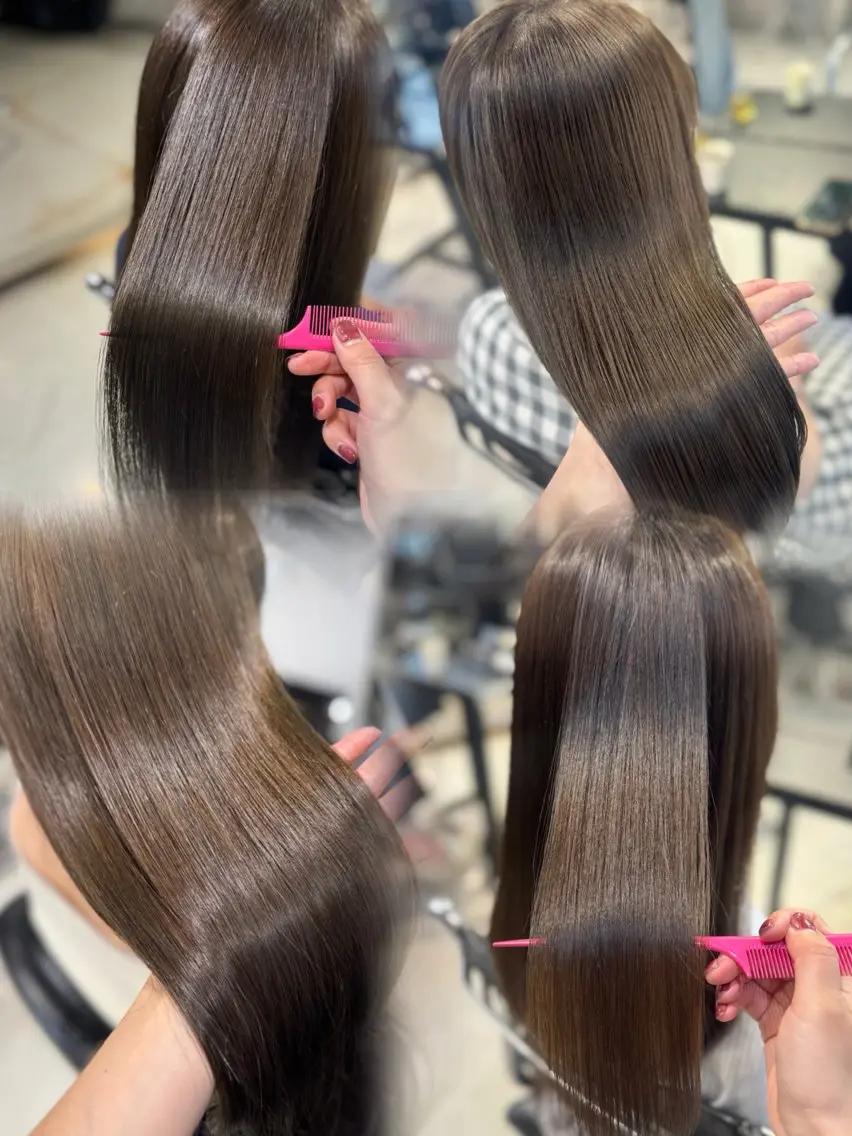 ロング カラー パーマ ヘアアレンジ カット ヘアカラー トリートメント 透明感/オリーブ/ グレージュ/YUKAのヘアスタイル