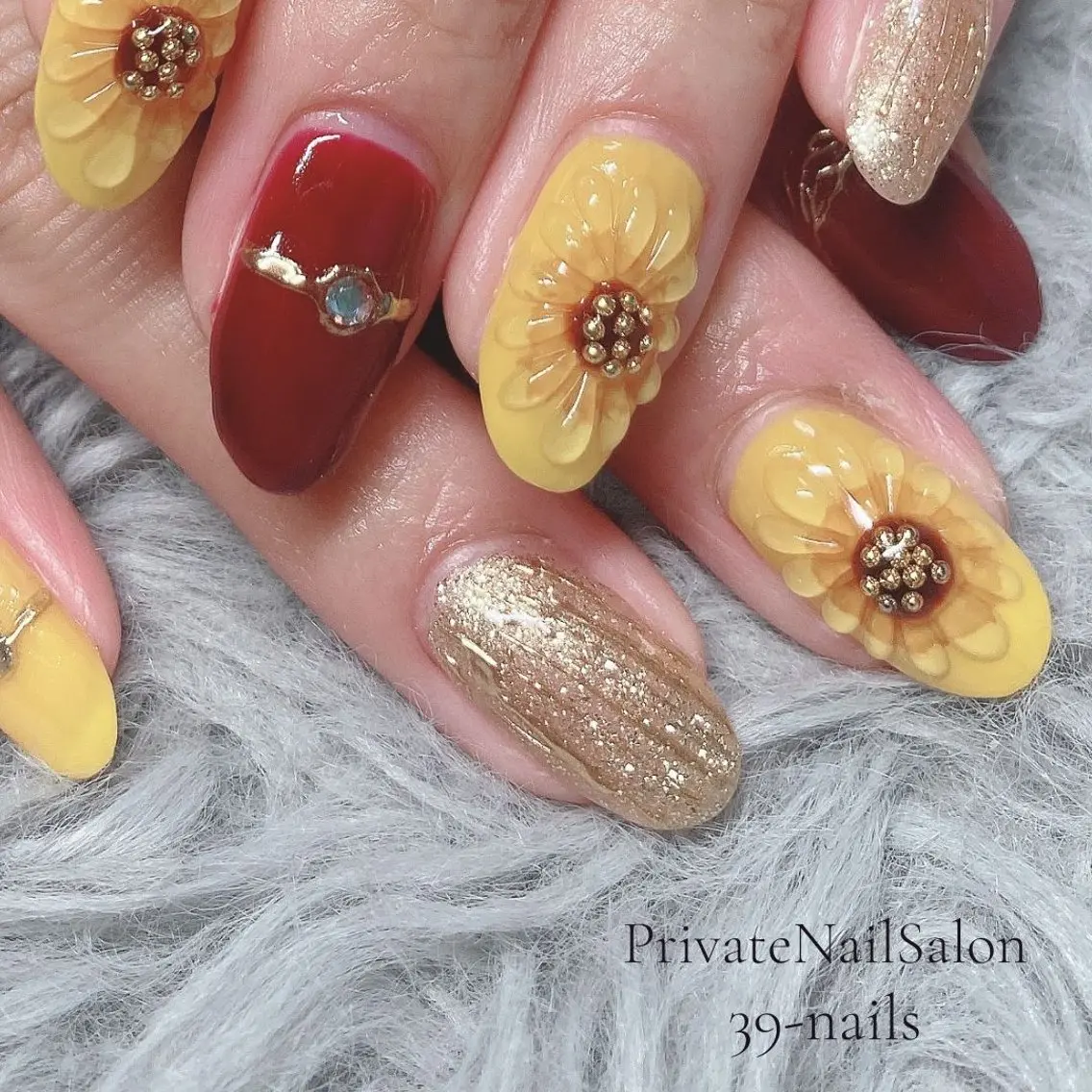 ネイル フラワーネイル ジェルネイル 持ち込み ニュアンスネイル パラジェル ハンドネイル 39-nails EharaMikuのネイルデザイン