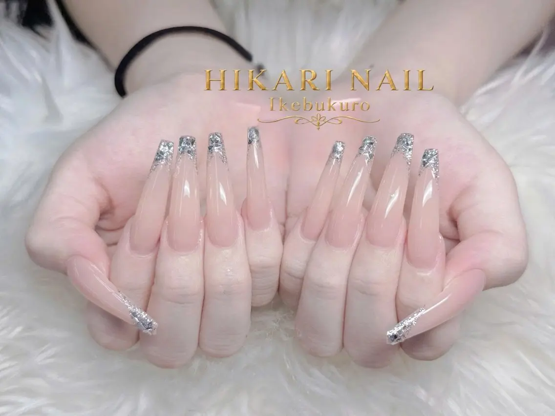 ネイル チークネイル 長さ出し フレンチネイル ガーリー ハロウィン フットネイル HikariNail Ikebukuroのネイルデザイン
