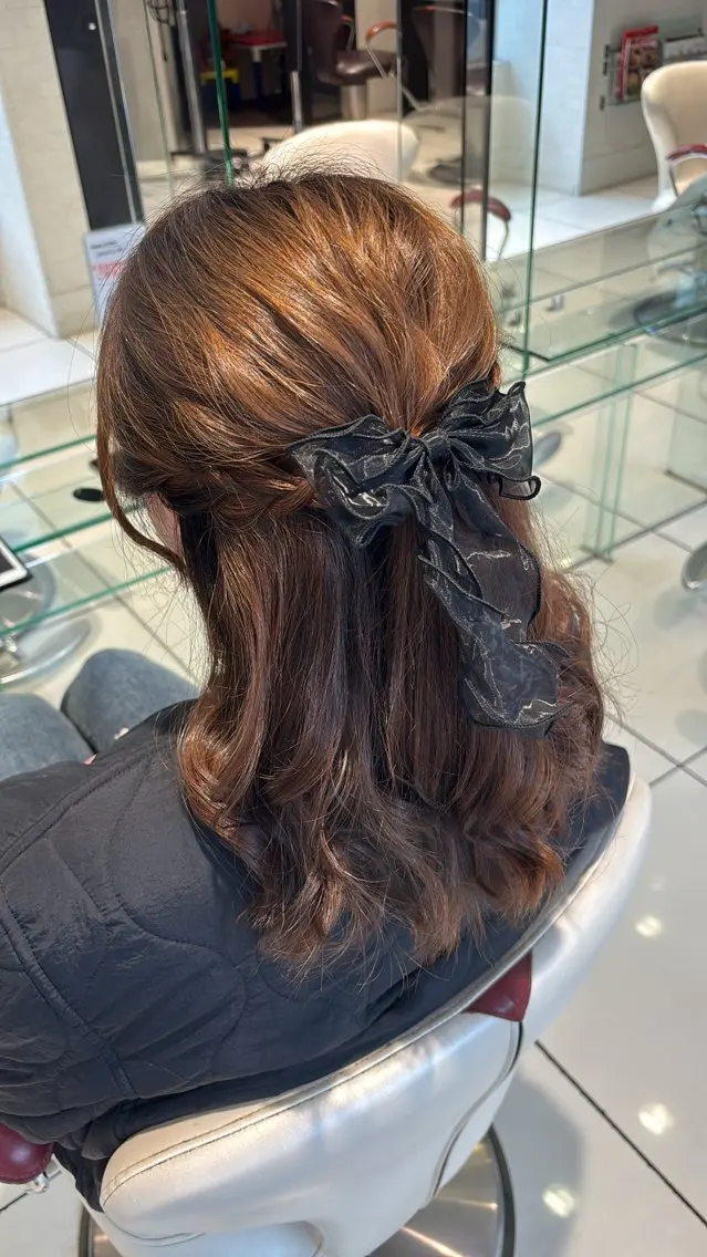 ミディアム ヘアアレンジ ハーフアップ 結婚式・ブライダル H. shinkaiのヘアスタイル