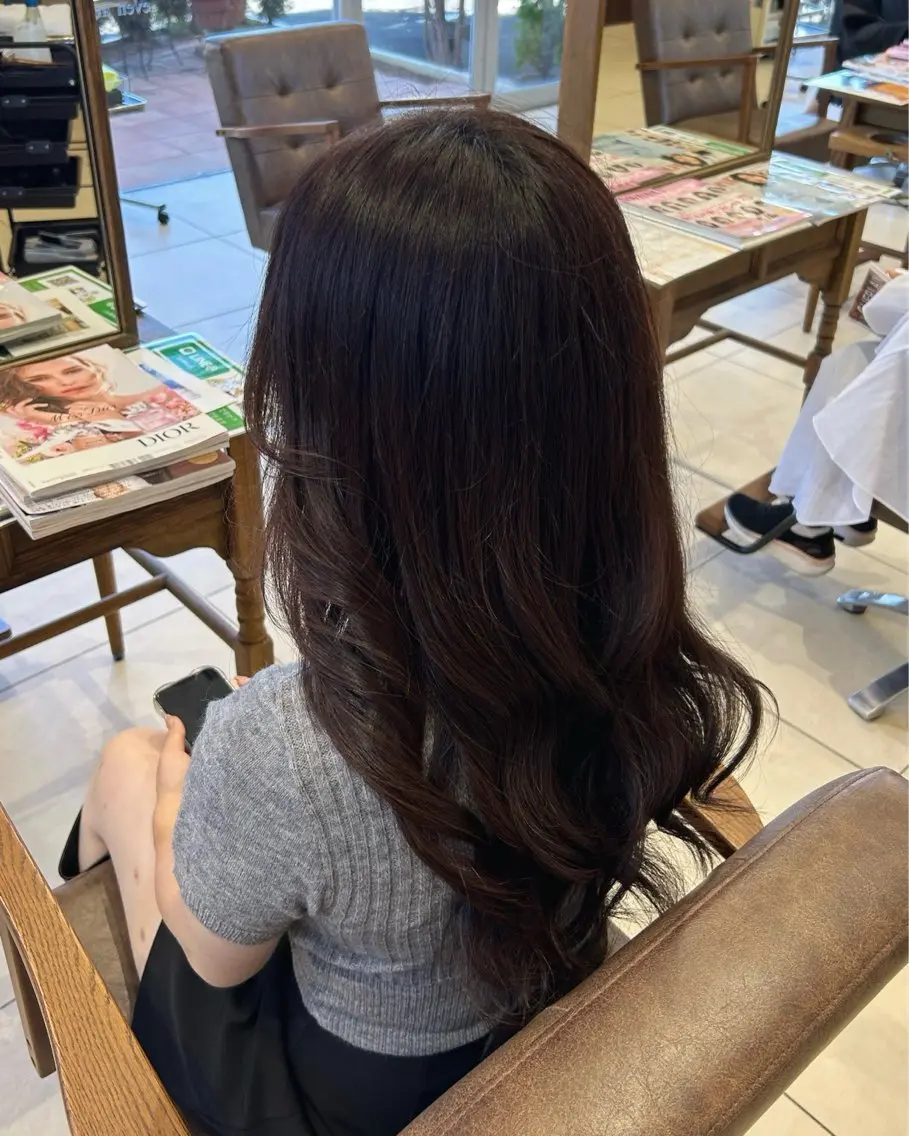 ロング カラー ヘアセット Sae/クロスパーマ /盛れる顔周りのヘアスタイル