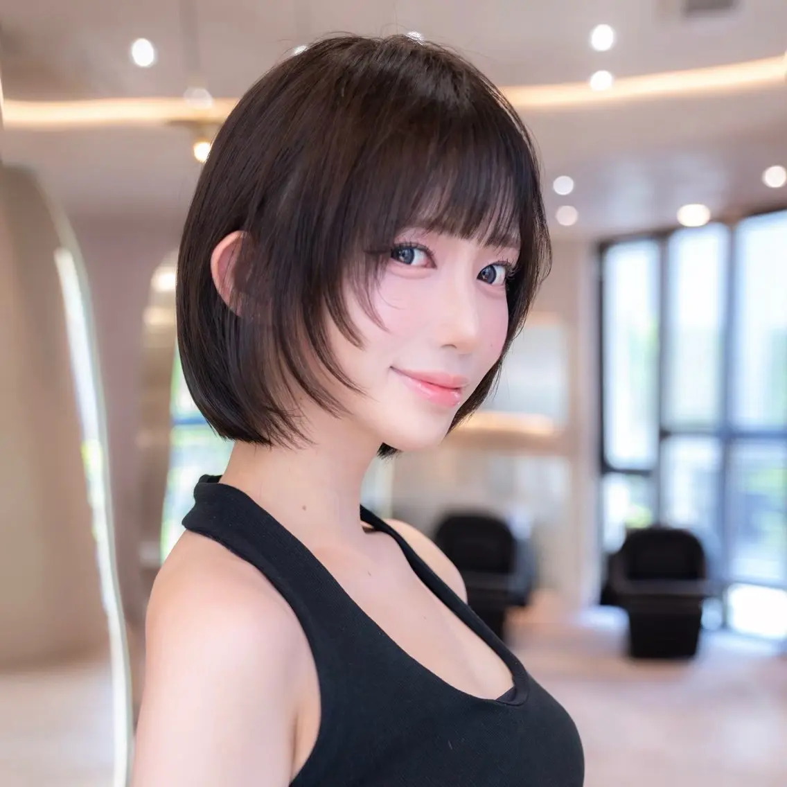 ショート カラー 透明感カラー レイヤーカット カット 韓国レイヤー× 透明感暗髪/nanoのヘアスタイル