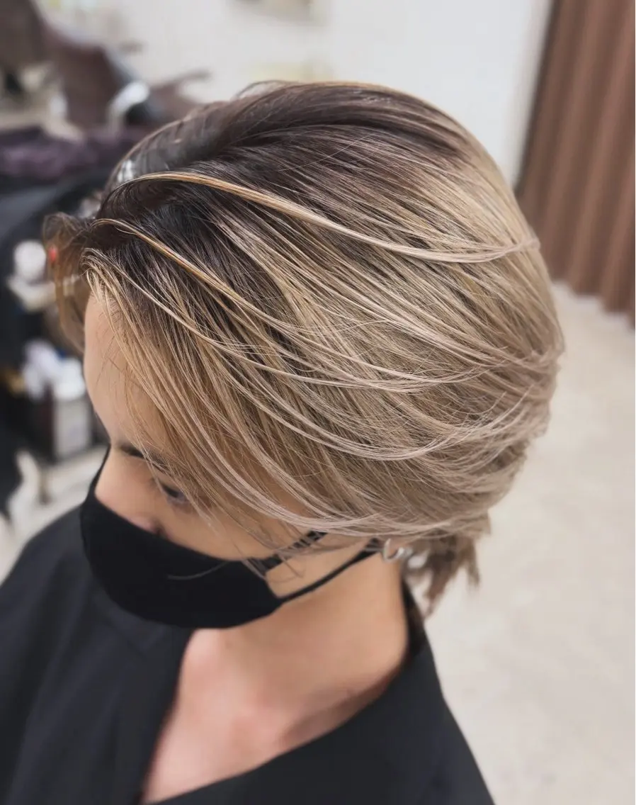 セミロング カラー ヘアアレンジ メンズ メンズバレイヤージュ メンズ韓国風 バレイヤージュ 透明感カラー くびれヘア ヘアカラー トリートメント ✨綺麗が続くカット ✨/星野六三四のヘアスタイル