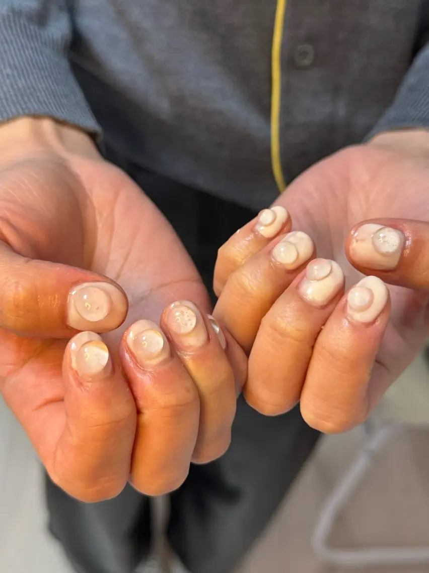ネイル アートネイル オーロラネイル チークネイル フレンチネイル ガラスフレンチ ハンドネイル 🎀🎀YooLi Nail Salonのネイルデザイン