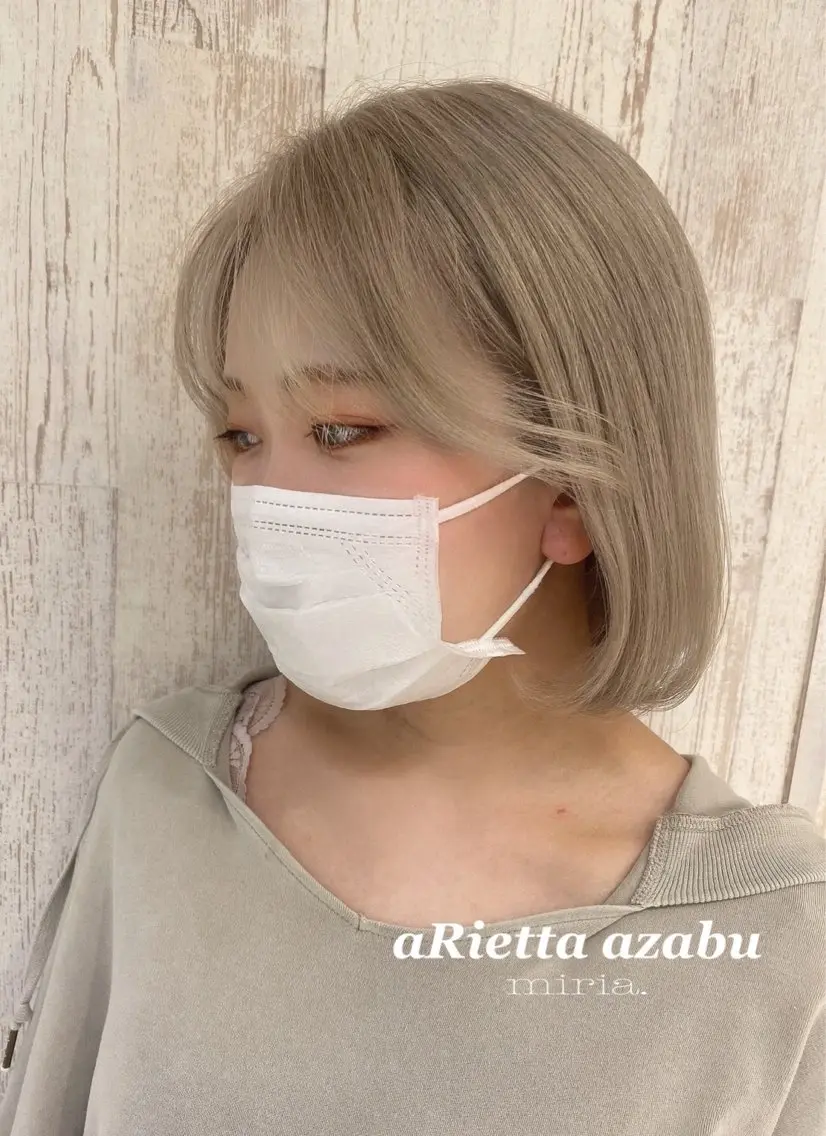 ショート カラー ベージュカラー ブリーチ 韓・中華美女ヘア 🇰🇷×🇨🇳のヘアスタイル