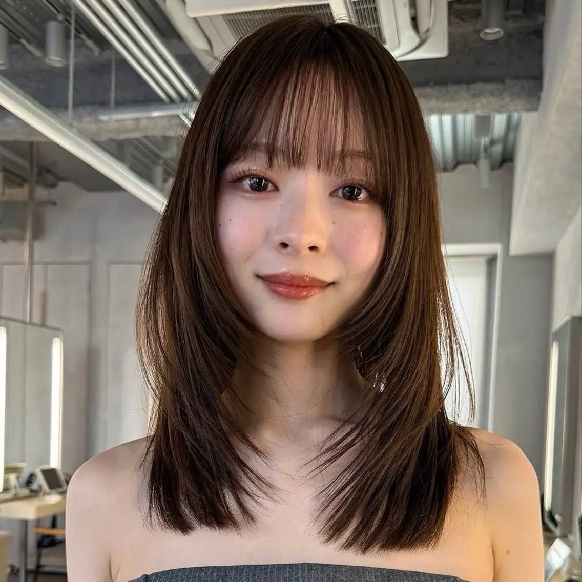 ロング 前髪カット/韓国/ モモカ🎀のヘアスタイル
