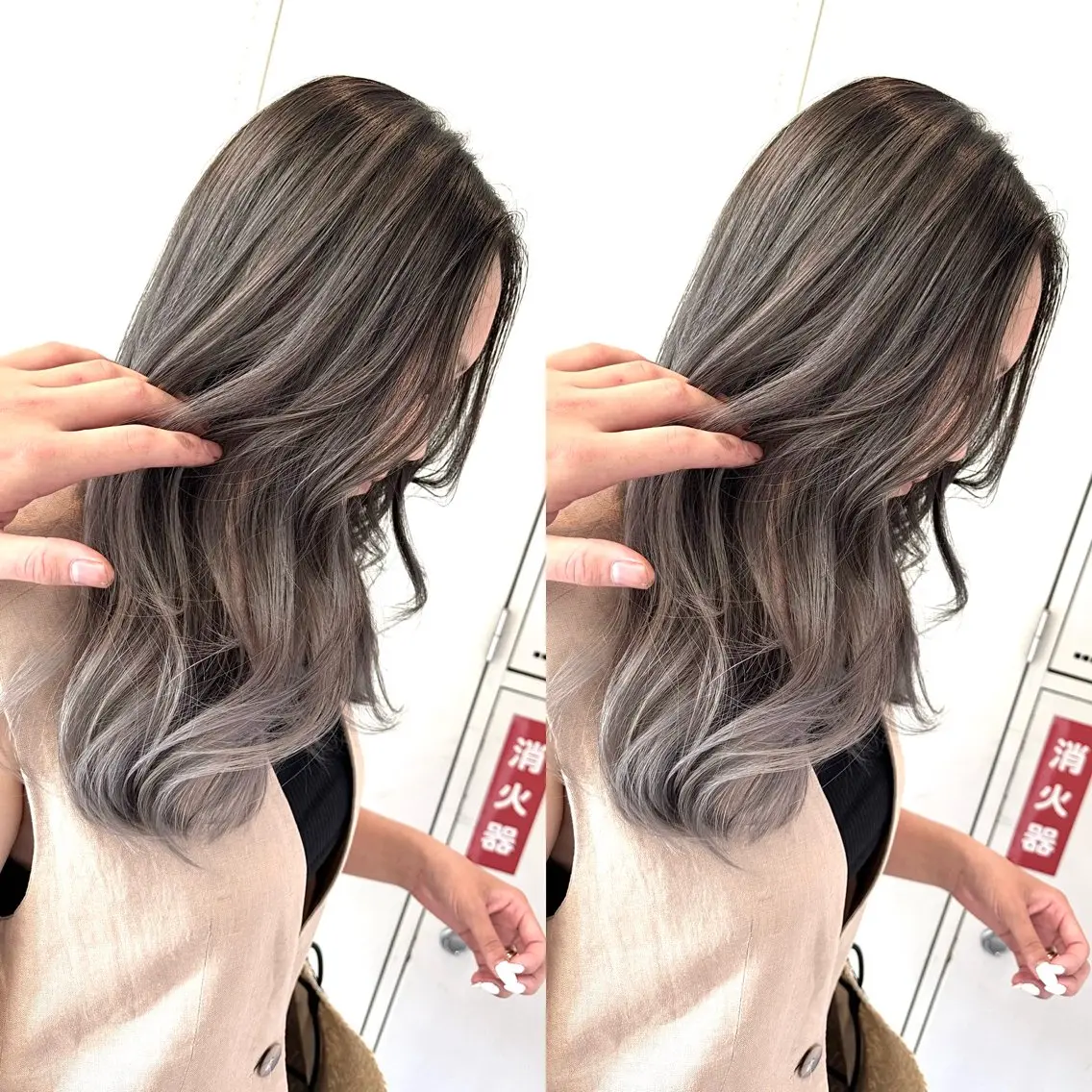 セミロング カット ヘアカラー トリートメント バレイヤージュ ボブ🌈ナツヤのヘアスタイル
