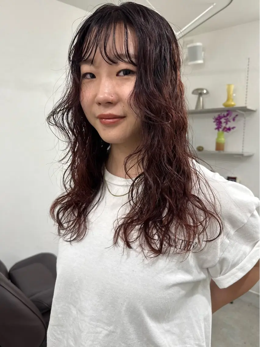 セミロング パーマ セミロングパーマ パーマ イシイ モエカのヘアスタイル