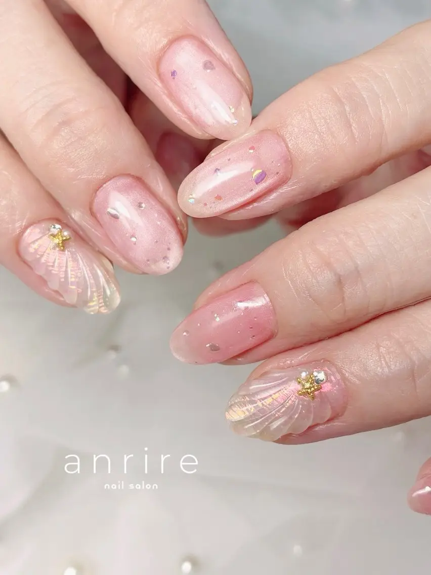 ネイル アートネイル ラメ(グリッター) マグネットネイル オフィスネイル ピンク ハンドネイル nailsalon anrireのネイルデザイン